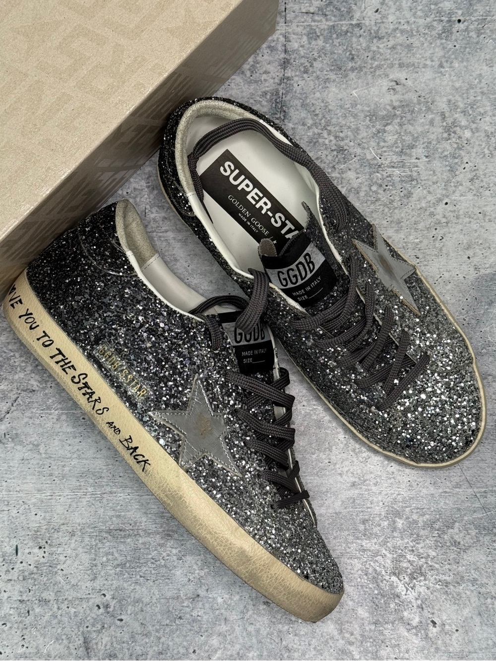 Golden Goose Super-Star Silver Glitter 38 - Picture 1 of 9